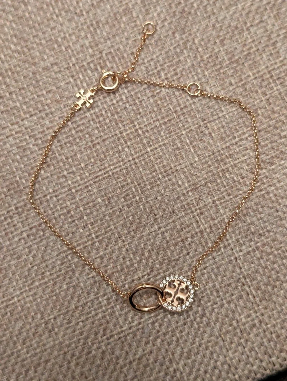 Tory Burch Icon Pavé Interlocking Chain Bracelet